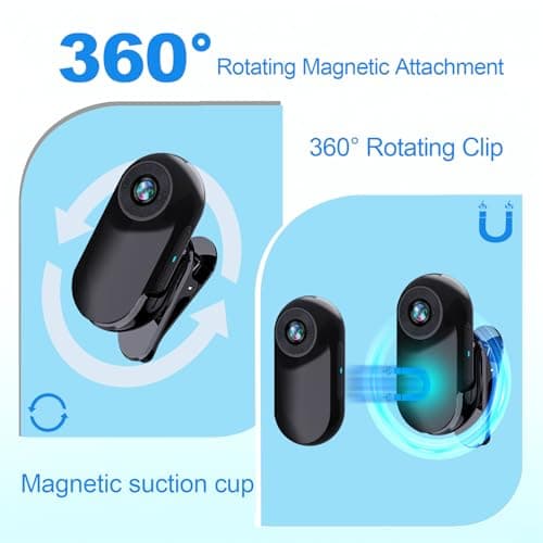 HOFAOUG Mini Body Camera 1080P, Mini Action Cam with Built in 32GB Memory Card, Thumb Sized The Helmet Camera for Work, Travel, Cycling and Body Cam(Black)
