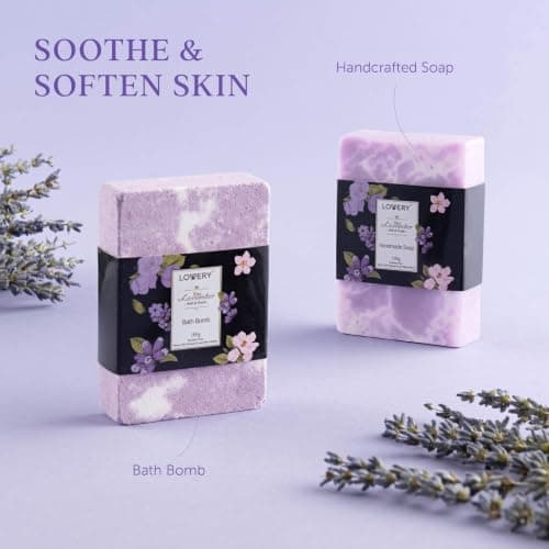 Gifts for Women, Moms, Lavender & Lilac Spa Gift Basket Set - Handmade Soap, Potpourri, Bath Bomb, Jojoba Oil, Organic Lip Balm & More - Stress Relief, Bath & Body Self Care Package B08DFG13DT