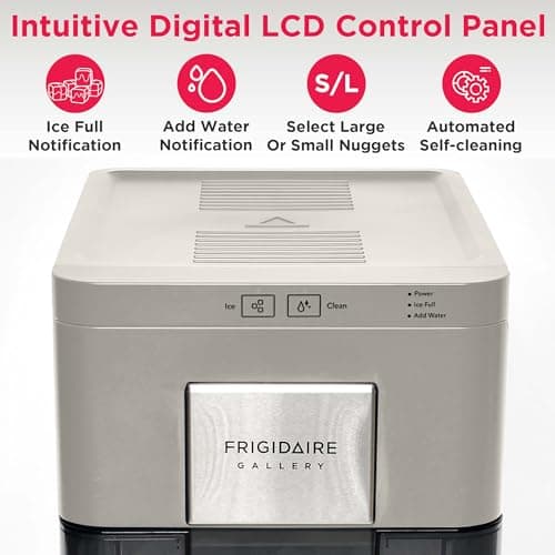Frigidaire Nugget Ice Maker, Countertop Ice Machine with Transparent Window, Sonic Ice Maker with 44 lbs. Capacity, Auto Self Cleaning Ice Maker Machine, 2.0 Gen, Cream - 16.75D x 11.75W x 20.25H