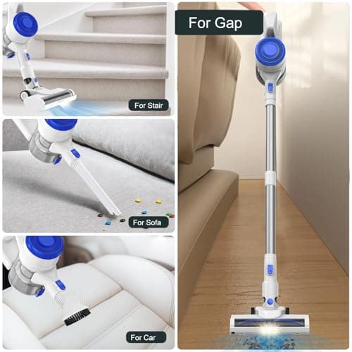 Cordless Vacuum Cleaner for Home, 23KPa Powerful Suction, Anti-Wrap Brush Roll & 5 LED Lights for Dark Corners, 35-Min Runtime, 2.6lb Lightweight Stick Vacuum for Hardwood
