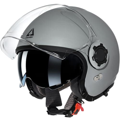 TRIANGLE Convertible Full Face Motorcycle Helmet DOT Approved for Men Women, Multi-Configuration 3/4 Open Face Street Bike Helmet with Internal Tinted Sunshield, Includes Storage Bag