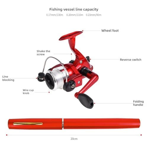 BBASILIYSD Pen Fishing Rod Kit,Pocket Size Fishing Rod,Mini Pocket Telescopic Rod with Spinning Reel,Portable Collapsible Telescopic Fishing Pole,Fishing Rod Reel Combo Kit for Saltwater Freshwater