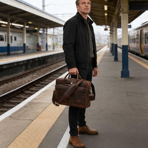 Personalized Leather Bag for Men, Full Grain Handcrafted Leather Briefcase with Multiple Compartments, Custom Business Laptop Messenger Bags,Top Choice Gifts for Birthdays, Christmas, Graduation