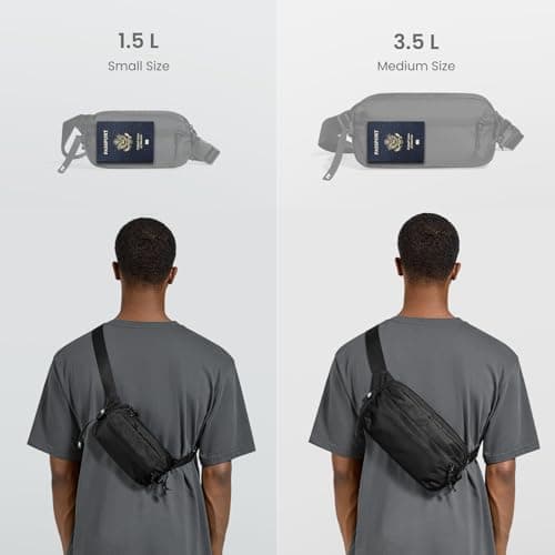 tomtoc tomtoc 1.5L Sling Bag with RFID Blocking, Crossbody Bag Minimalist Chest Shoulder Pack for Men and Women, Water-resistant Lightweight Casual Waist Fanny Pack for Travel, Daily Use