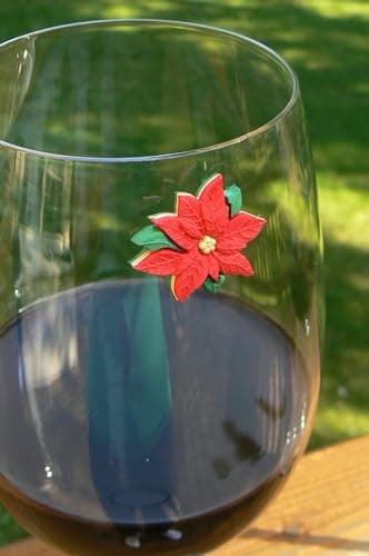 Simply Charmed Christmas Wine Glass Charms - Set of 6 Magnetic Drink Markers Great for Stemless Glasses - Winter Holiday Hostess Gift