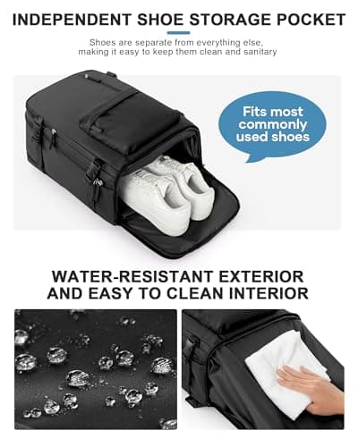 VGCUB Large Travel Backpack with Storage Compression Seal Bags for Clothing with Pump Vacuum System Carry on Personal Item Work Business Vacpack Laptop Backpack for Women Men Black