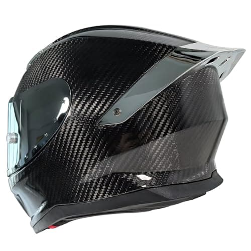 Motorcycle Carbon Fiber Full Face Helmets, with Spoiler Sport Touring Street Moped Scooter Chopper ATV Snowmobile Motorcycle Helmet, DOT Approved