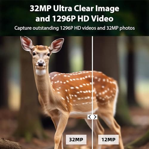 BLAZEVIDEO Game & Trail Camera 32MP Photo & 1296P Video with 100ft Night Vision Motion Activated 0.1s Trigger Speed Waterproof for Home Security, Outdoor Wildlife Scouting