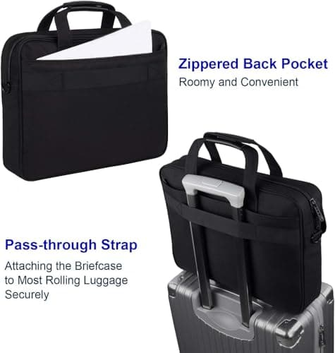 Taygeer Laptop Bag 15.6 Inch, Business Briefcase Gifts for Men Women, Water Resistant Messenger Shoulder Bag with Strap, Premium Office Bag, Carry On Laptop Case for Notebook/Computer/Laptop, Black