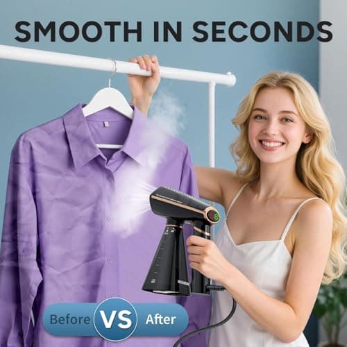 IRONDAY Steamer for Clothes, 1200W Portable Handheld Garment Steamer&Iron 2-in-1 with Fast Heat-up, Auto-Off, 350ml Water Tank, Powerful Foldable Handle Clothes Steamer Compact Size for Travel Home