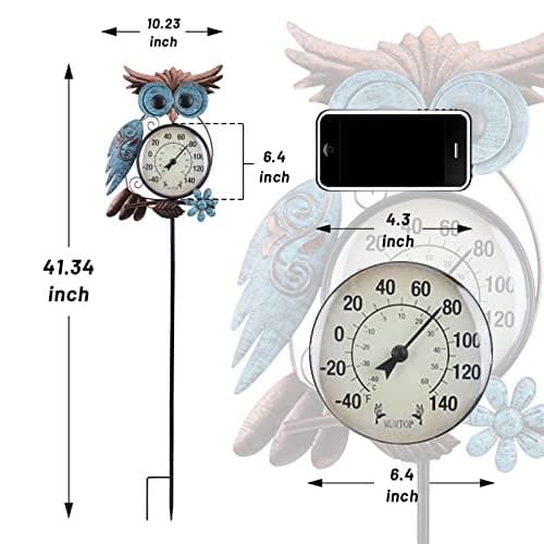 No Battery Needed Garden Stake Wall Art Gifts Idea Waterproof MUMTOP Outdoor Thermometer, Owl Outside Decor for Patio, Yard and Garden B09XB9V83S