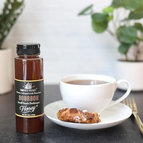 HONEY FEAST Bourbon-Infused Sweetener 12 oz | Artisanal Small-Batch Raw Blend | Ideal for Bourbon Enthusiasts & Gourmets B086RMJKQ9