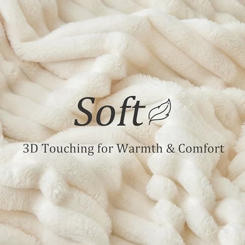 Ultra-Soft Plush Fleece, Cozy, Warm Yet Lightweight, Ribbed Texture, Home Decor, Machine Washable, Giftable, All-Season Use BEDELITE Ribbed Fleece Throw Blanket for Couch, Cream, 50"x60" B0CSFJR66V