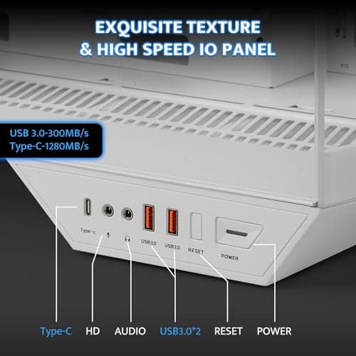 darkFlash Full-Tower ATX Gaming PC Case, Back Plug-in Motherboard, Vertical GPU Mounting, Dual-Chamber, Panoramic Glass, Up to 2 x 360mm Radiators, RTX 40 Compatible(DY470) (1 PWM ARGB Fans, White)