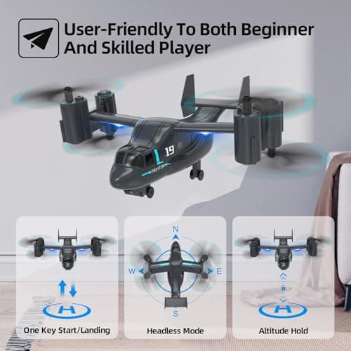 LM19-A Drone with HD Camera for Beginners, WiFi Live Video Remote Control Airplane, Easy & Ready to Fly RC Plane, RC Quadcopter Gift Toy for Boys, Girls age 14& Adults, 2 Batteries (Dark Blue)