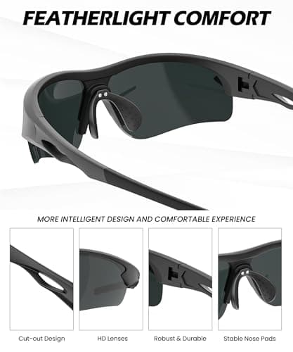 CIFOYA Polarized Sports Sunglasses for Men and Women - UV Protection Half Frame Sun Glasses for Running Baseball Fishing