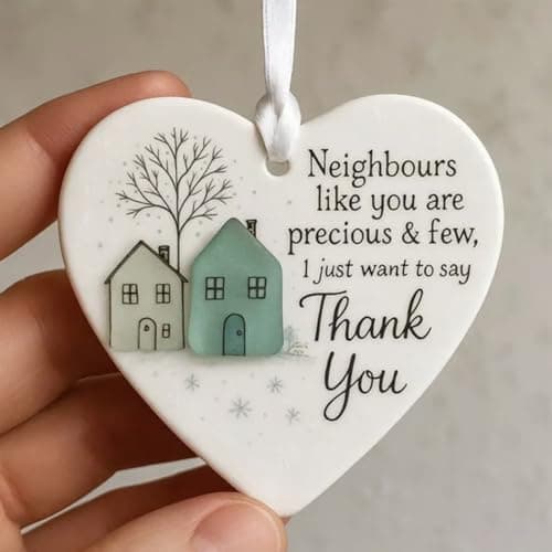 Thank You Neighbours Heart Shaped Ornament, Heart-Shaped Sea Glass Neighbor Christmas Ornaments 2025, Neighbours Like You are Precious & Few Appreciation Gifts for Neighbor