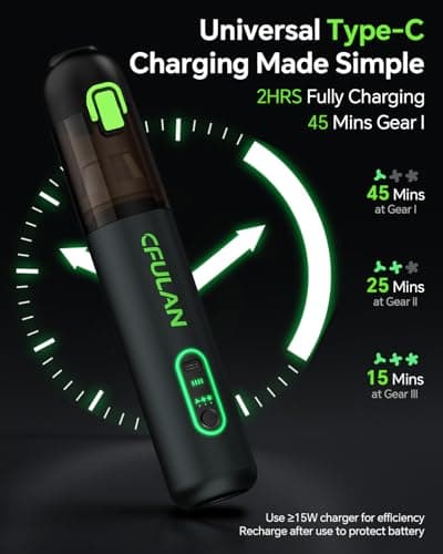 Car Vacuum Portable Cordless, 21KPa 4-in-1 Handheld Mini Vacuum Cleaner with 8 Attachments, 3 Suction Modes, One-Touch Empty, Type-C Charge, Hand Vacuum for Car, Home, Keyboard, Small Job