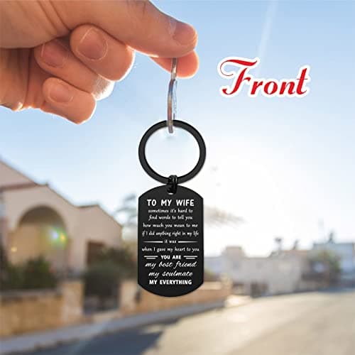 ENGZHI Love Wife Gifts, Drive Safe I Love You Keychain for Mothers Day Anniversary Valentines Christmas