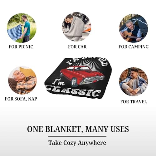 Old Man Gifts Im Not Old Im Classic Blanket for Men - Fathers Day Blanket Best Gifts for Elderly Grandpa Birthday - Dad Retirement Blankets Classic Car Gift for Men Over The Hill Throw Blanket 50"x60" B0GK78LNNZ
