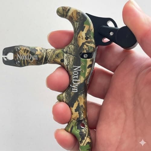 Archery Bow Release for Compound Bow, 4-Finger Adjustable Sensitivity Thumb Release Aid, 360° Rotatable Head for Hunting and Target Practice (Camouflage)