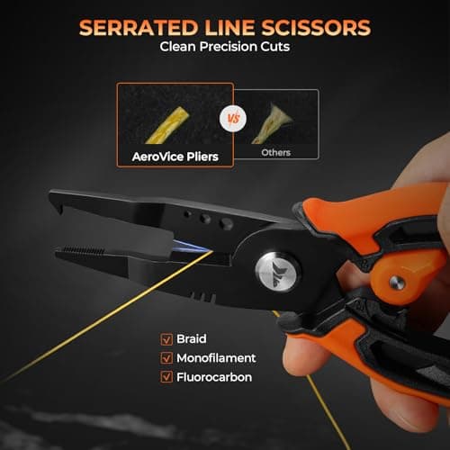 KastKing AeroVice 7.5” Fishing Pliers, 420 Stainless Steel, Uni-Body Construction, Lightweight & Corrosion-Resistant, Multi-Function Jaws, Braid Cutters, Sheath, Lanyard & Carabiner