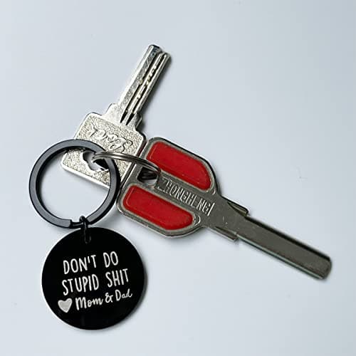 Funny Keychain Gift for Teenager from Mom, Don't Do Stupid Shit Keychain, Gift for Son Daughter Kids, Go to College Presents