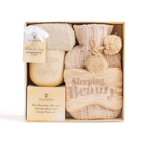 Women Gift Set -Hot Water Bottle, Hot Chocolate Mix, Mini Marshmallows, Mug, Socks, Crushed Candy |Mini Winter Hot Water Bottle With Cover|Cosy Gifts |Women Gifts |Hot Chocolate Gift Sets