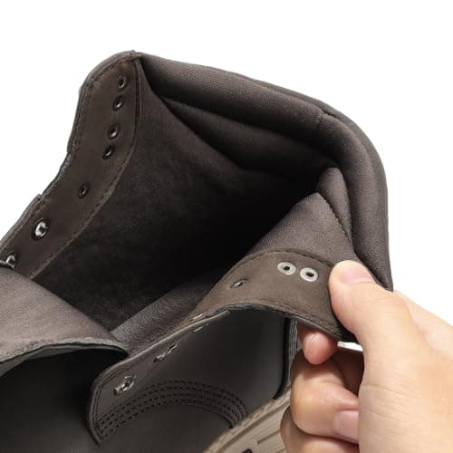 ANJOUFEMME Womens Comfy Outdoor Hiking Boots-Low heels Combat Ankle Boots for Women Non Slip Lace up Winter Shoes for Backpacking Trekking Walking