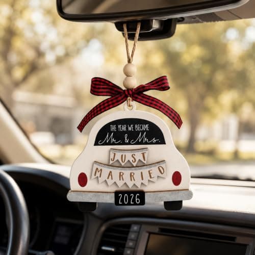 Bridal Shower Gifts for Married Newlywed, Couple - Future Mr and Mrs Gifts - Wood Just Married Ornament 2026 Wedding Gifts - Mr and Mrs Gifts - Wedding Gift for Couples 2026, Bride B0FVM3BS22
