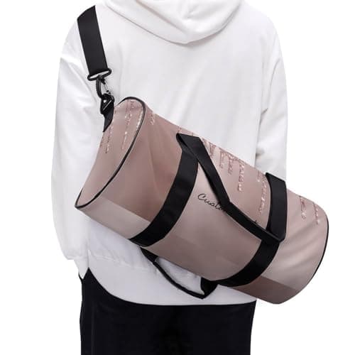 Aicihert Customized Travel Bag Personalized Rose Gold Glitter Pattern Duffle Bag with Name Large Capacity Sports Bag Custom Gym Bag for Women Men