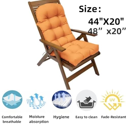 Adirondack Chair Cushion, Waterproof Indoor/Outdoor Rocking Chair Cushion ，44inch/48inch High Back Patio Cushions with Ties，Waterproof，Sunscreen and Fade-Resistant (Navy Blue, 44x20in)