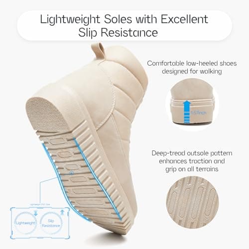 Shupua Boots for Women Winter Combat Boots Womens Ankle Boot Shoes Warm Snow Booties Hiking Sneakers with Zipper