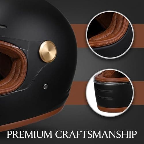 Retro Motorcycle Helmet for Adults?Vintage Full Face Helmet with Ventilation System, Waterproof Design for Motorcycle Riding