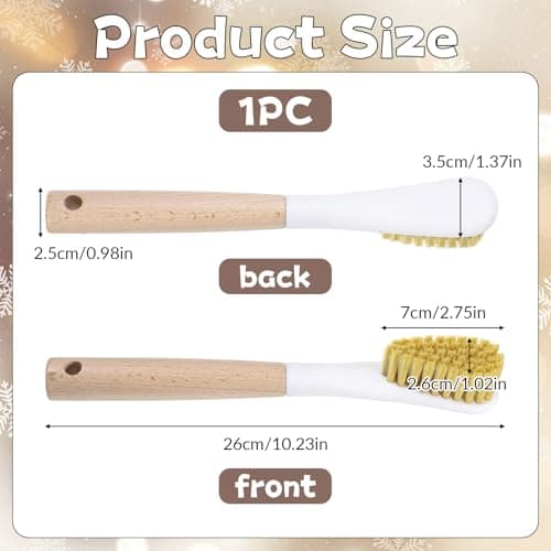 Jxiwfvl Wood Laundry Stain Brush with Soft Bristle, Stain Remover Brushes with Long Handle for Cleaning Shoes Clothes Fabric, Protable Laundry Scrub Brush for Stains on Clothes(Natural)