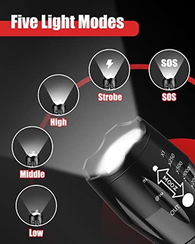 Victoper LED Flashlight 2 Pack, Bright Tactical Torch High Lumens with 5 Modes, Waterproof Zoomable Flash Light for Outdoor, Gifts for Men, Dorm Room Hunting Camping Essentials Gear for Guys
