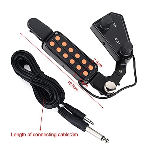 12 Sound Hole Guitar Pickup Acoustic Classical Guitar Transducer with Tone and Volume Control for Acoustic Guitar Cable Length 10 ft