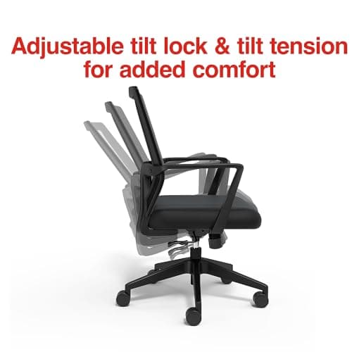 STAPLES Cartwright Ergonomic Office Desk Chair, Adjustable with Breathable Mesh & Lumbar Support, Perfect for Home & Office, Black