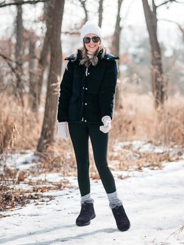 SHIBEVER Winter Boots for Women Snow: Fur Lined Warm Ankle Boots - Adjustable Water Resistant Outdoor Zipper Snow Shoes