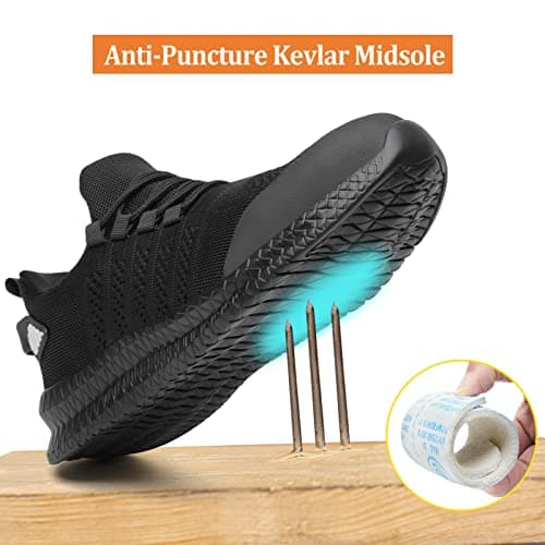 Steel Toe Shoes for Men and Women Comfortable Lightweight Work Safety Shoes Puncture Proof Slip Resistant Indestructible Sneakers Construction Work Utility