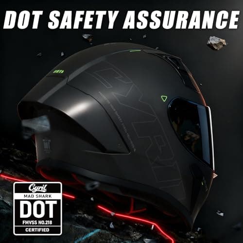 CYRIL Full Face Motorcycle Helmet DOT Approved for Adults Men Women, Motorbike Street Bike Racing Helmet with Tinted & Extra Clear Tool-Free Swappable Visors, Includes Storage Bag