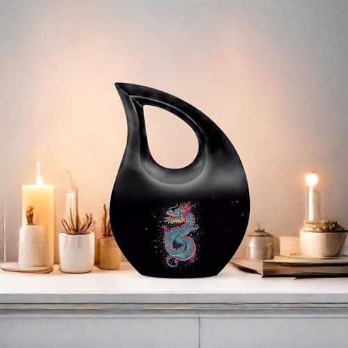 Blue Dragon Funeral Tiny Urn for Ashes Adult Male & Female, Drop Keepsake Cremation Burial Urns for Human Ashes, Handcrafted Memorial Gifts for Family, Home Décor Cremains Holder, 3 Inches B0FFT8NNWW