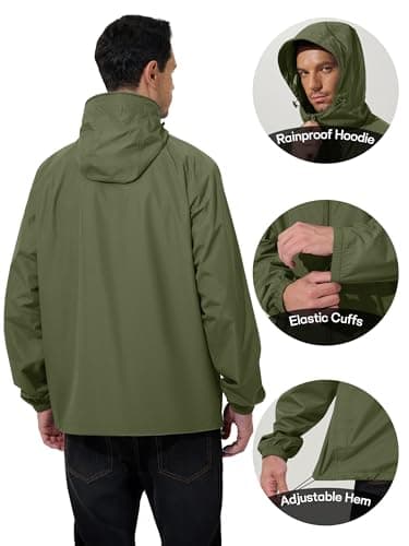 UIQUR Men's Rain Jacket Windbreaker Waterproof Jacket Raincoat Cycling Running Hiking Gear Hood Lightweight Packable