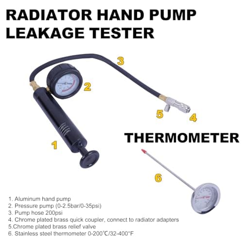 28pcs Universal Radiator Pressure Tester Kit, Tester Pneumatic Vacuum Cooling System Purge Refill Leak/Refiller Set, Universal Automotive Domestic/Import Vehicles, Motorcycle