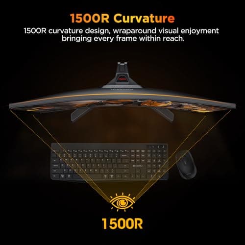 KOORUI 25 Inch Curved Gaming Monitor 240Hz FHD 1080P Computer Monitor, 1500R 1ms MPRT Display, Adaptive Sync, 90% DCI-P3,HDR, Eye Care, Tilt Adjustable, VESA 75x75mm, Black,G2511XC