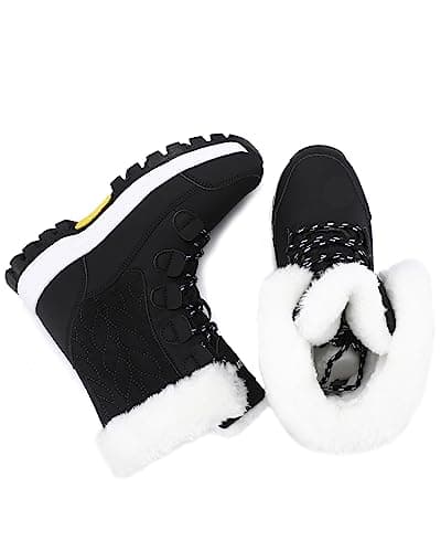 COOJOY Womens Waterproof Winter Snow Boots Warm Shoes Furry Mid Calf Lightweight Walking Hiking Booties