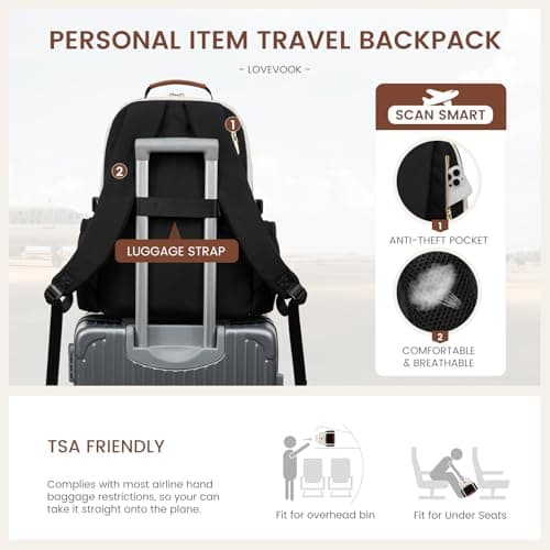 LOVEVOOK Laptop Backpack for Women with Pouch Pocket for Large Capacity Cup,15.6 Inch Laptop Computer Bag Travel Backpack Purse,Waterproof Work Business Backpack College Teacher Bags,Beige-Black-Brown