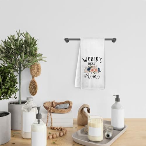 FXHANGD World's Best Mimi Kitchen Towels, Mimi Gifts from Grandkids，Mimi Dish Towels, Mothers Day Birthday Gifts for Mimi Grandma, Mimi Decorative Hand Tea Towels for Bathroom Kitchen, 16x24 Inches