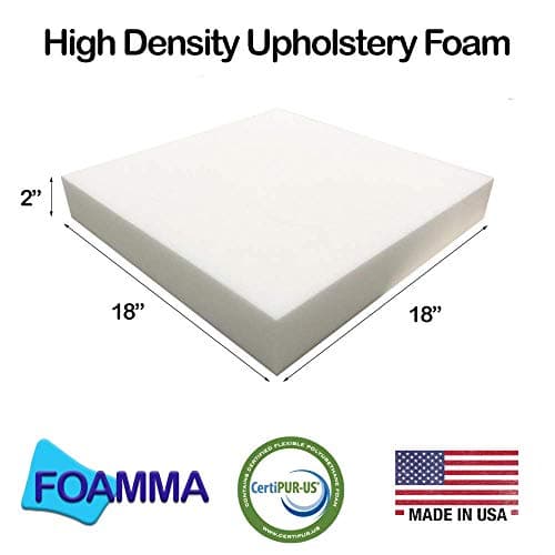 Foamma 4-Pack 2" x 18" x 18" High Density Upholstery Foam, Chair Cushion Square Foam for Dining Chairs, Wheelchair Seat Cushion Replacement