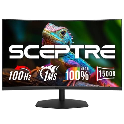 New! Sceptre Curved 24-inch Gaming Monitor 1ms 100Hz 1500R DisplayPort HDMI X2 Eye Care 100% sRGB Build-in Speakers, Machine Black 2026 (C248W-FW100T Series)